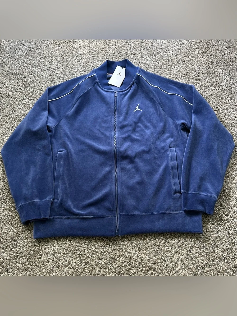 Nike Jordan Brooklyn Velour Track Jacket Mens Medium Blue Zip HV1870-492